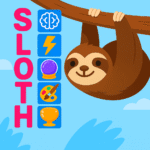 A cartoon sloth hanging upside down from a tree branch, with the word “SLOTH” vertically aligned alongside five colourful icons—representing the SLOTH trap in systems design.